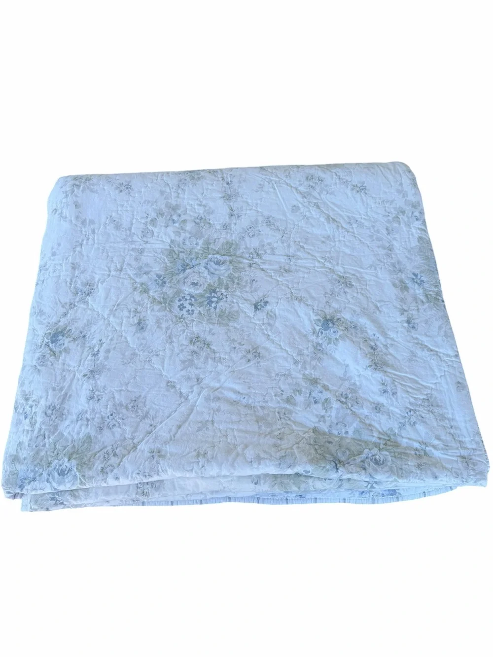 Simply Shabby Chic British Rose 2-Piece King Quilt Set Reversible Blue Gray GUC